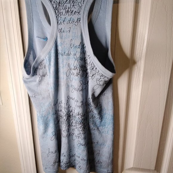 Nike Just Do It Dri-Fit Tank Top Light Blue Graphic Racerback Size M - Picture 2 of 4